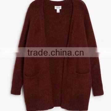 Winter Chunky Heavy Gauge Open Front 100% Wool Cardigan Sweater for Women photo-2