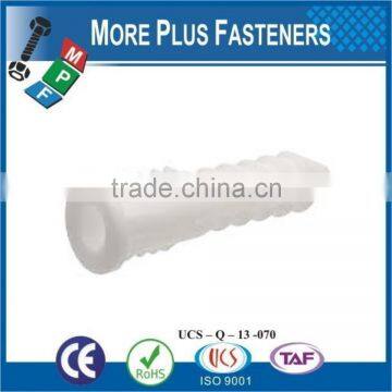 Made in Taiwan White Plastic Ribbed Anchors Conical Universal Long Plastic Anchor