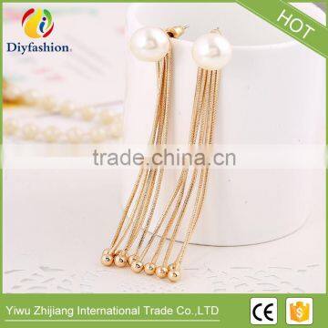 Fashion Simple Long Pearl Tassel Stud Earrings photo-2