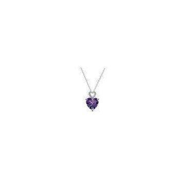 Lover Gift Purple Crystal Heart Necklace Pendant Support Yellow Gold