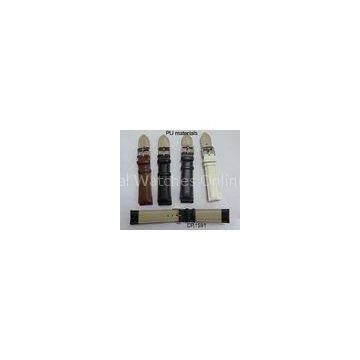 Black / White / Brown 8 - 32mm PU Plain Leather Wrist Watch Straps 1312S Buckle 3.80mm Thickness