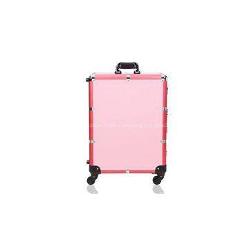 Pink Makeup Rolling Cosmetic Train Case