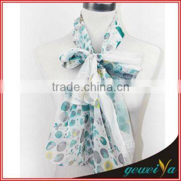 Lady's Printed Chiffon Polka Dot Scarf