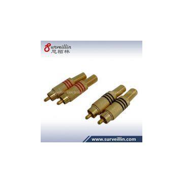 Gold Plated RCA Plug Audio Male Connector with Metal Spring