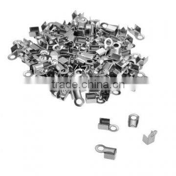 Stainless Steel Cord Crimp Ends Caps Connectors Jewelry Findings for Necklace Bracelet Craft