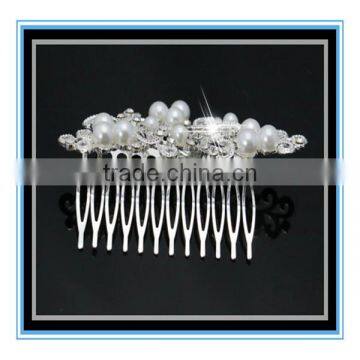 Newest Design White Pearl and Crystal Flower Wedding Bridal Claw Clip Hair Accessories Comb photo-5