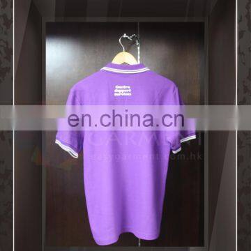 Customised Promotion Blank CVC Short Sleeves Men Purple Polo Tshirt