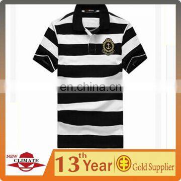 MANS WHITE AND BLACK STRIPED POLO SHIRT SHORT SLEEVES