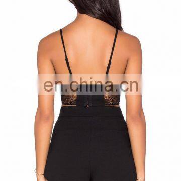 Adjustable Shoulder Straps Black Lace Crop Tops for Sexy Women photo-3