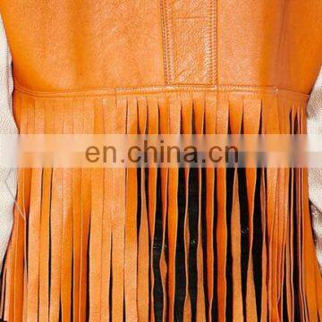 2015 New Style Sleeveless Tassels Women PU Leather Jacket photo-5