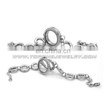 Gold Plated Locklet Design Cubic Zincon Bracelet Stainless Steel photo-3