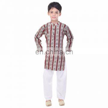 Soundarya new design latest arrival printed cotton traditional kurta payajama set for kids