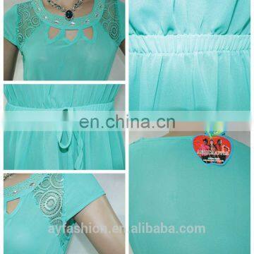 Summer New Fashion Ladies Blue Chiffon Tops Sexy Casual Blouses For Women 2016 photo-5