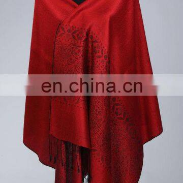 factory directly lady red silk pashmina (JDS-042_1401#)