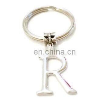 2017 Trending hot sale products silver plating Initial R keychain with letters