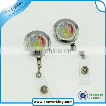 Rounding shape metal retractable pull reel for id card holder