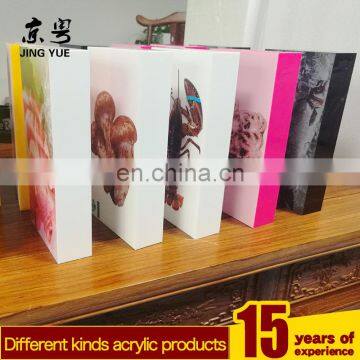 White square pmma sale block plexiglass seafood menu display UV printing acrylic display block