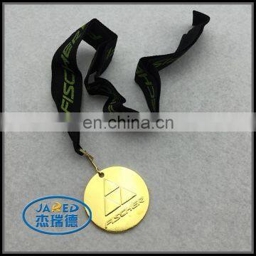 Custom cheap metal blank gold medal with ribbon