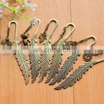 personalized vintage feather bookmarks with charms antique bronze colorful feather bookmarks metal