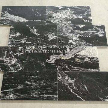 Nero Athens Black Granite Flooring Granite Tiles Leather Polished Antislip Tiles photo-5