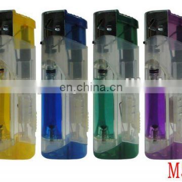 plastic windproof flame lighter with led