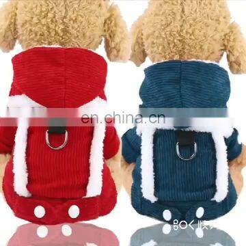 Wholesale Clothes Pet dog cat puppy corduroy coat with rope buckle