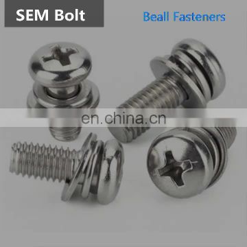 A2-70 GB9074 stainless steel  fasteners pan head SEM bolt screwS with washers