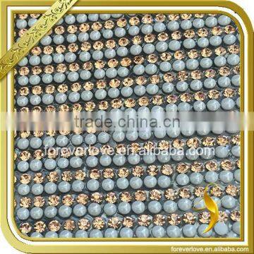 Hotfix Round Pearl Ceramic Beads Trimming Rhinestone Mesh for Shoes FRM-177