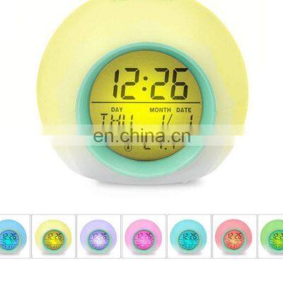 Touch Sensor Colors Changing Small Round Home Decoration Digital Clock Led photo-4
