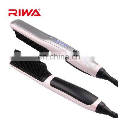 electric fast ceramic hair straightener heating with flat iron brush hair straightener brush fast