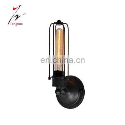 Tonghua High Quality Black Vintage Cage Wall Lamp E26 E27 Bakelite Bulb Holder Edison Bulb Light Home Decor Lamp