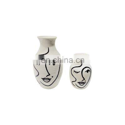 Modern abstract Chinese Table Ceramic porcelain Vase face Design Decorative Flower Vase for Home Decor