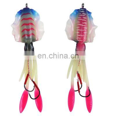 15cm/60g UV Glow Fishing Soft Lure Octopus Calamar pesca mar sea fishing wobbler bait squid jigs fishing lures silicone lure