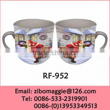 Zibo Made Good Quality Ceramic Coffee Travel Cup with Christmas Design for Disposable Demltasse Cup