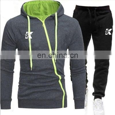 Cheap Custom Knitted Casual Long Sleeve Cardigan Jogging Man Tracksuit Sweatshirt plus size  Men's suit