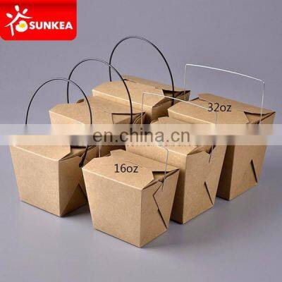 Disposable paper take away noodle box with handle