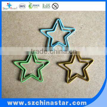 PET coated iron wire star shape paper clip assorted color