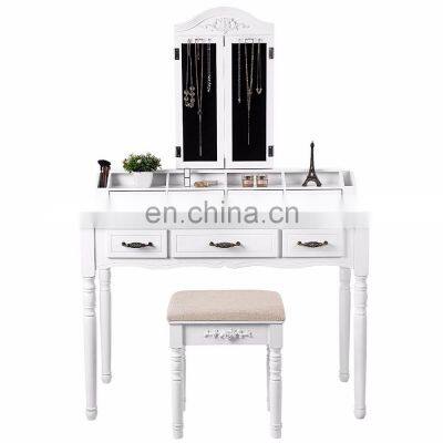 Three Mirrored Simple Dressing Table 7 Drawers 6 Organizers Dresser Makeup Table photo-3