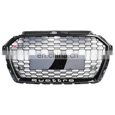 Sports auto grill RS3 S3 2017 2018 2019 front bumper grille for audi A3 center honeycomb mesh grill with license plate