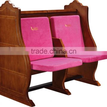 Wooden Yes folded Classical church seat chair for church used JT002-E