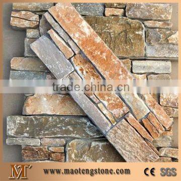 China Hebei Gold Slate Cultured Stone/Ledge Stone Veneer/Stacked Stone Wall Panels/Cement Culture Stone