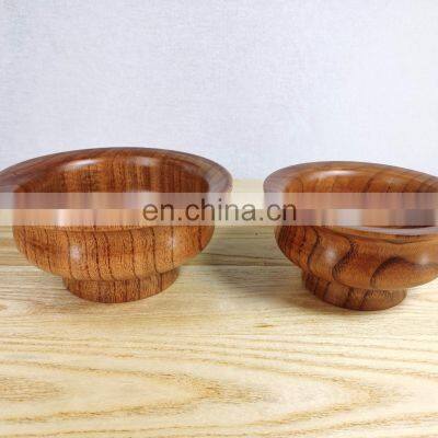 Wholesale High Quality Kitchenware Solid Acacia Wooden Salad Bowl Food Round Solid Wood Salad Bowl