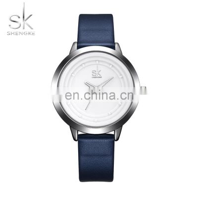 SHENGKE SK Elegant Ladies Wristwatch Soft Leather Band Simple Dial Japan Quartz Movement Watches Custom Logo Watch  OEM K0048L