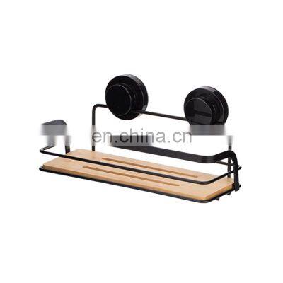 Bathroom Storage Rack With BambooBathroom Storage Matt Black Suction