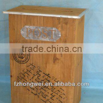 Hongwei Handmade Vintage Antique Natural Wooden Mailbox/Letter Box/Post Box for Home&Garden Decor,Wall Mounted or Free Standing