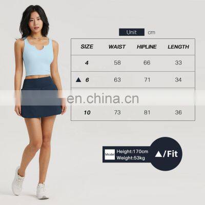 2 In 1 Piece Tennis Skirts With Shorts Custom Fitness Upf 50+ Sports Pockets Dress photo-5