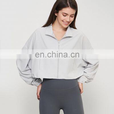 Wholesale Quick Dry Lightweight Cool Full Zip Anti-UV Workout Gym Jacket Side Pocket UPF50+ Outdoor Sports Activewear For Women photo-4