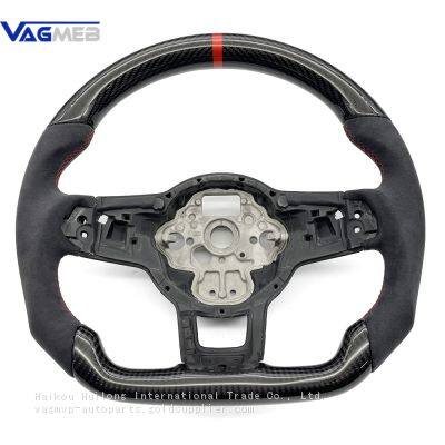 White/Red/Blue/Gray Stitching Carbon Fiber Steering Wheel Alcantara leather For VW Golf MK7 7.5 GTI GTD GTE R 2013-2020 Polo GTI For Tiguan for Passat DSG