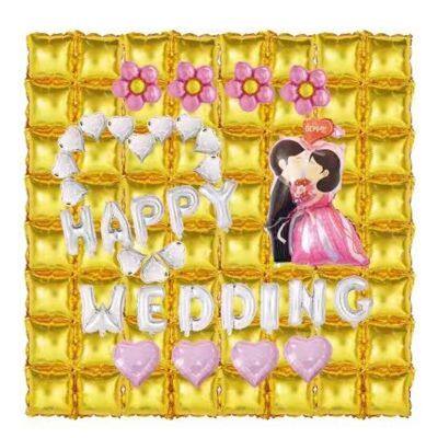 Background Wall Aluminum Foil Balloon Five Row Square Curtain Birthday Party Decoration Balloon Wall