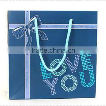 navy blue UV printing gift paper bag/organza paper bag